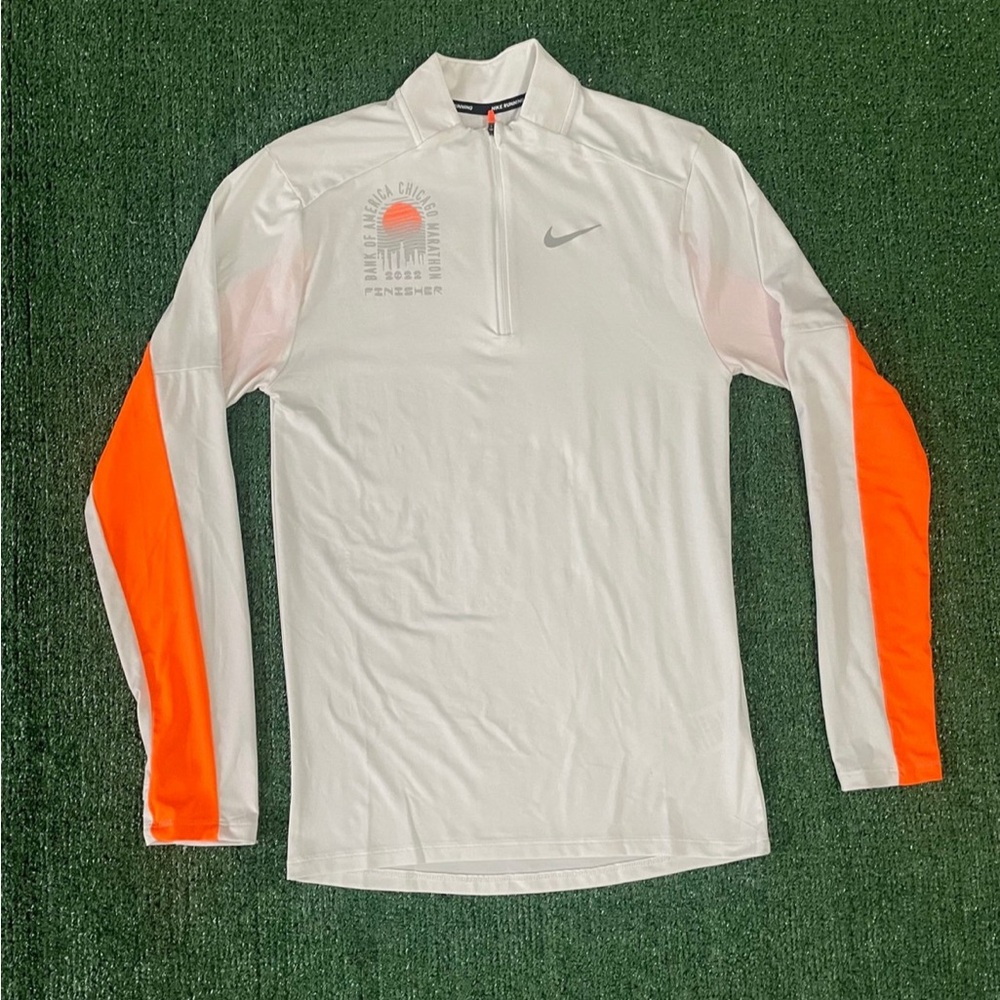 Nike White and Orange Long Sleeve